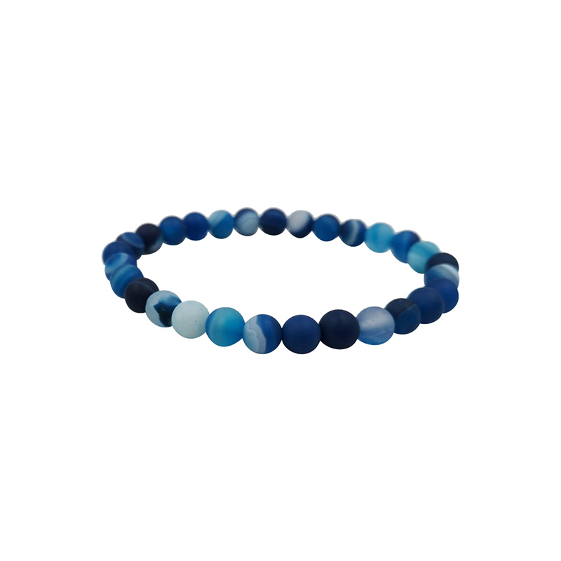 Bracelet agate teintée bleue 6mm dépolie lot de 4